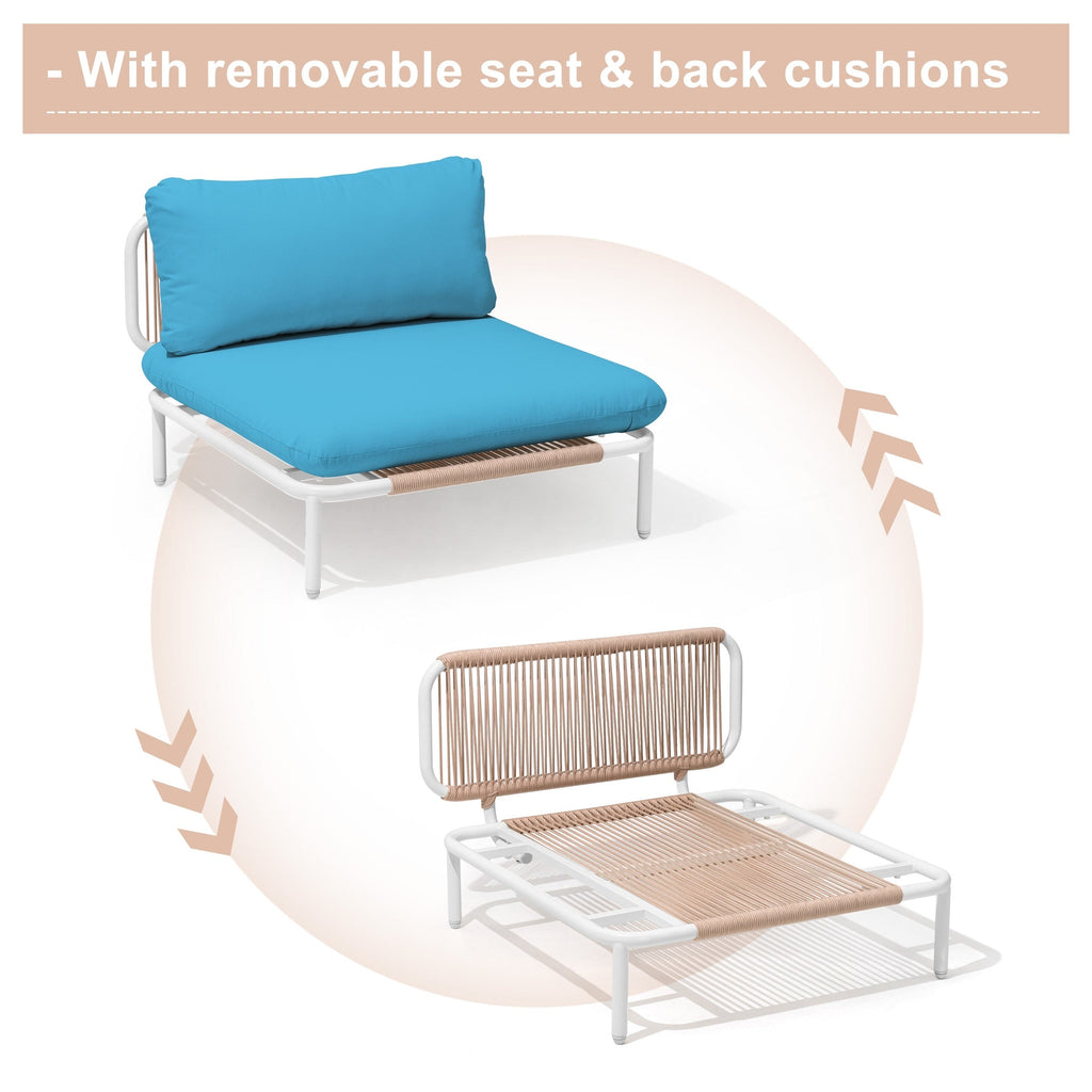 Ensemble de canapé sectionnel rembourré pour extérieur, ensemble de conversation pour meubles de patio, combinaison libre