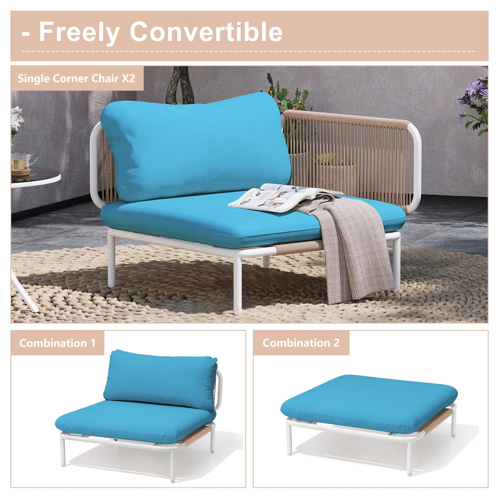 Ensemble de canapé sectionnel rembourré pour extérieur, ensemble de conversation pour meubles de patio, combinaison libre