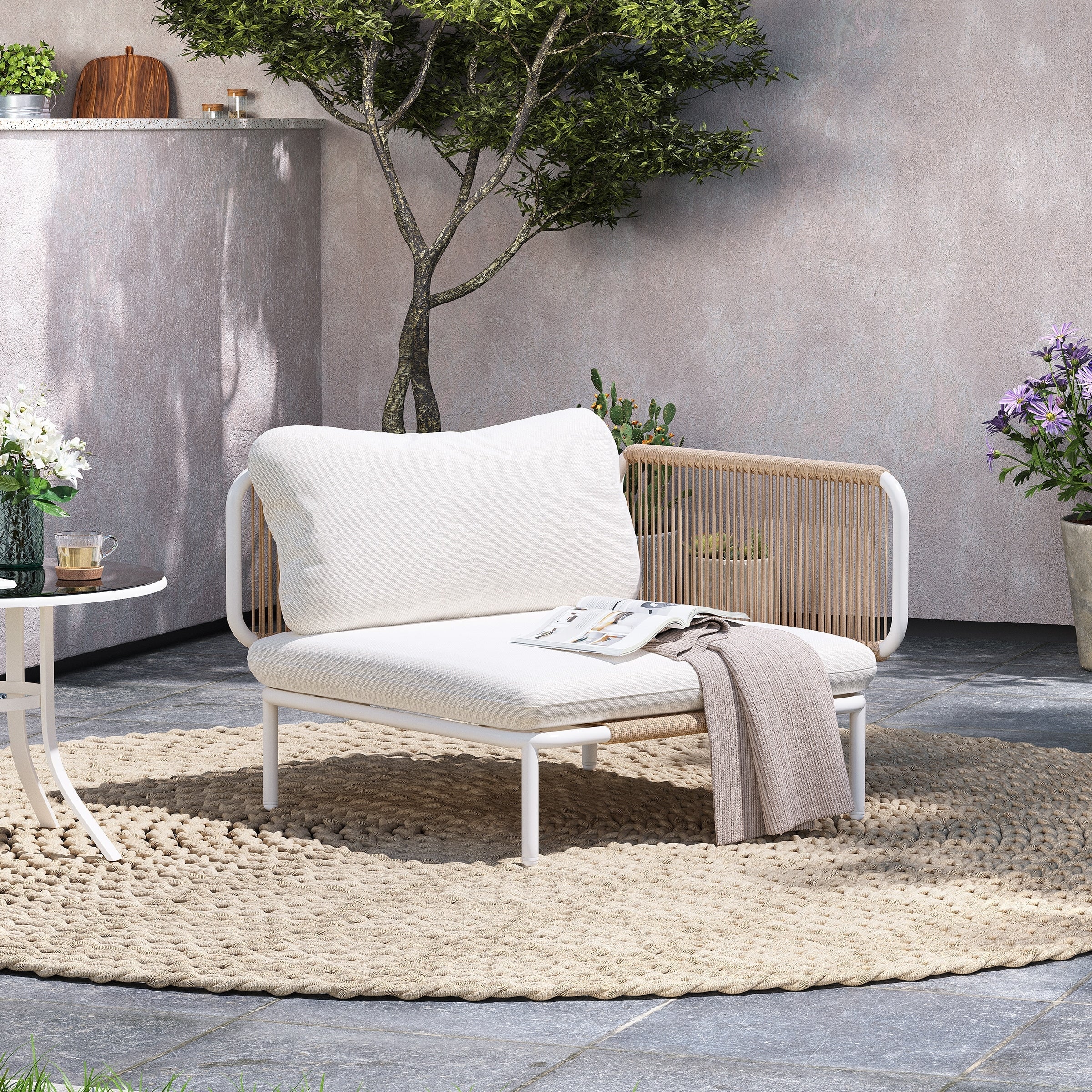 Ensemble de canapé sectionnel rembourré pour extérieur, ensemble de conversation pour meubles de patio, combinaison libre