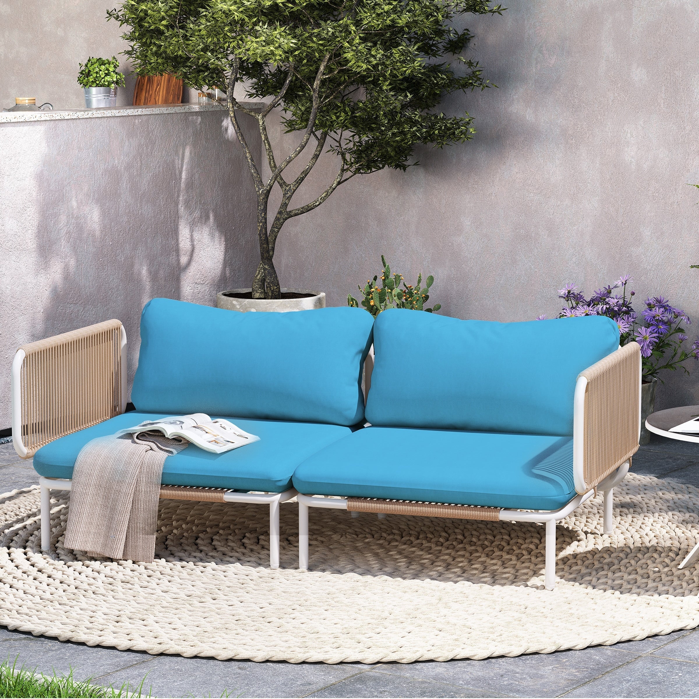 Ensemble de canapé sectionnel rembourré pour extérieur, ensemble de conversation pour meubles de patio, combinaison libre