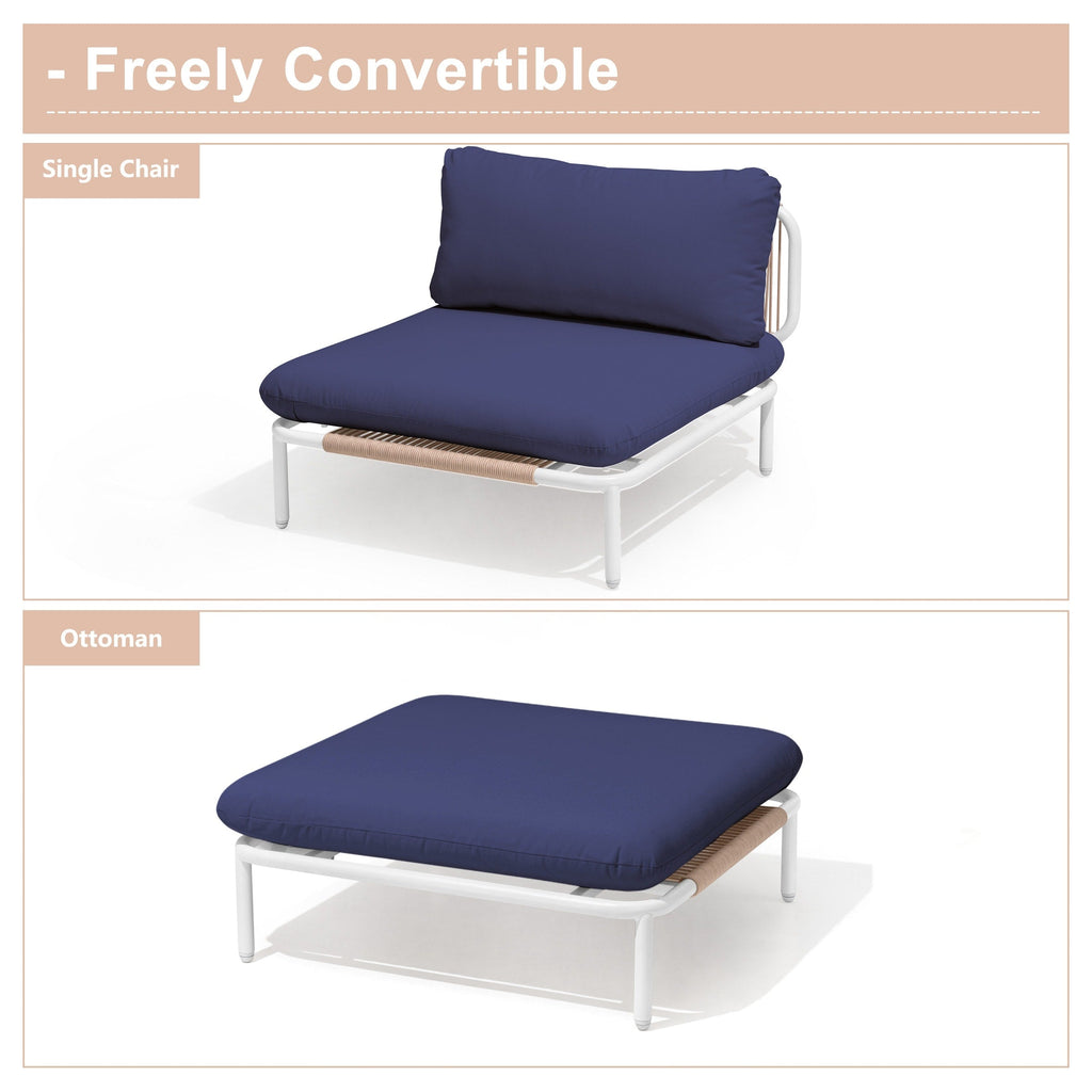 Ensemble de canapé sectionnel rembourré pour extérieur, ensemble de conversation pour meubles de patio, combinaison libre