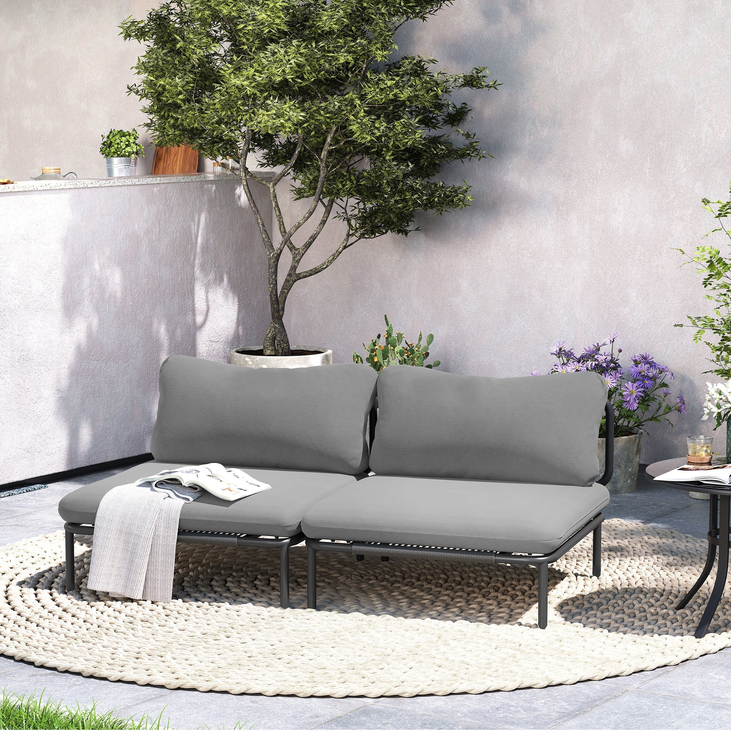 Ensemble de canapé sectionnel rembourré pour extérieur, ensemble de conversation pour meubles de patio, combinaison libre