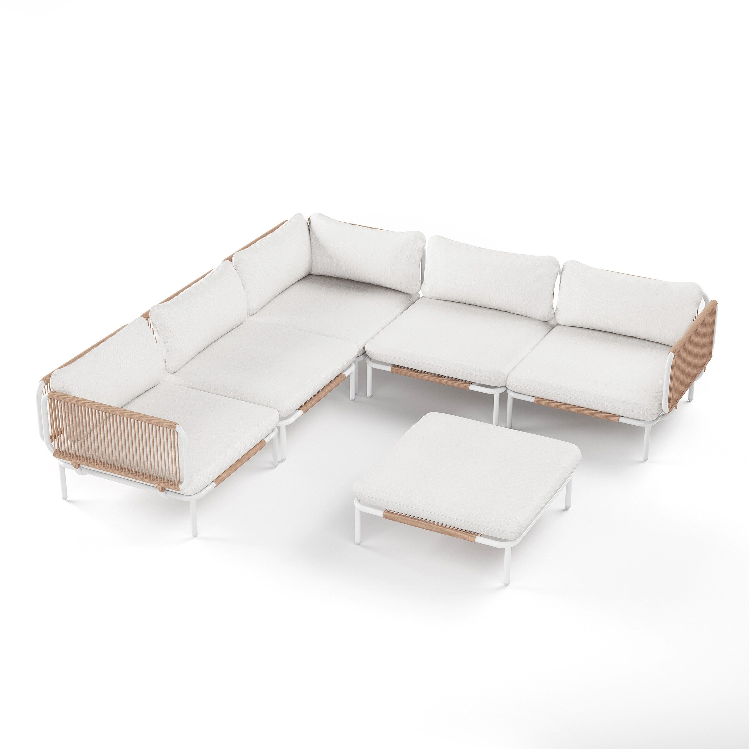 Ensemble de canapé sectionnel rembourré pour extérieur, ensemble de conversation pour meubles de patio, combinaison libre