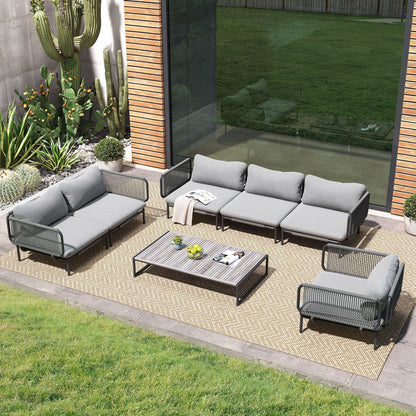 Ensemble de canapé sectionnel rembourré pour extérieur, ensemble de conversation pour meubles de patio, combinaison libre