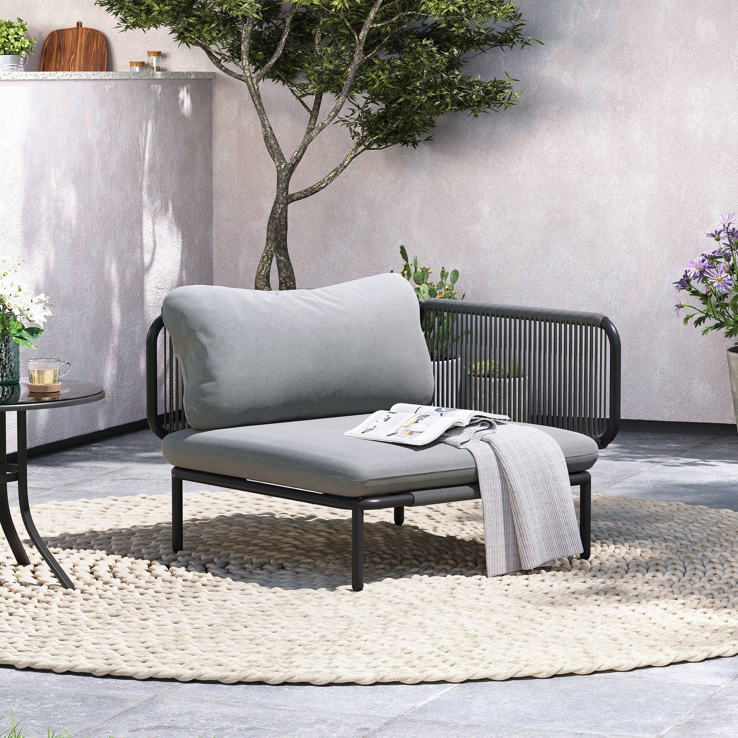 Ensemble de canapé sectionnel rembourré pour extérieur, ensemble de conversation pour meubles de patio, combinaison libre