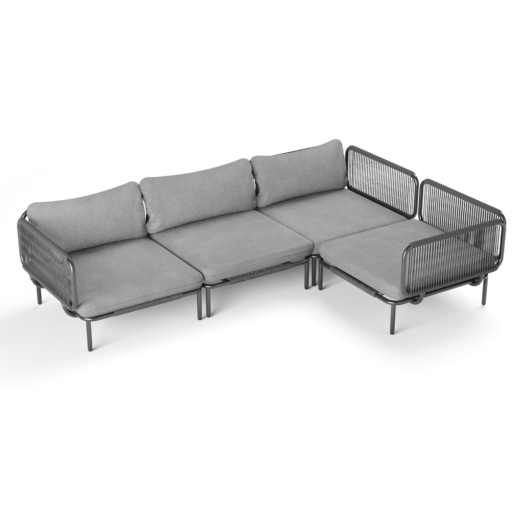 Ensemble de canapé sectionnel rembourré pour extérieur, ensemble de conversation pour meubles de patio, combinaison libre