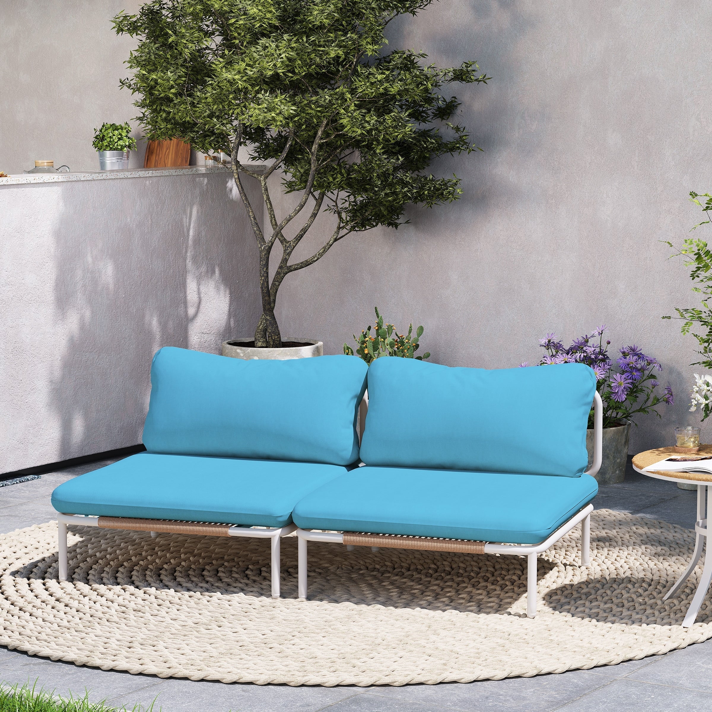 Ensemble de canapé sectionnel rembourré pour extérieur, ensemble de conversation pour meubles de patio, combinaison libre