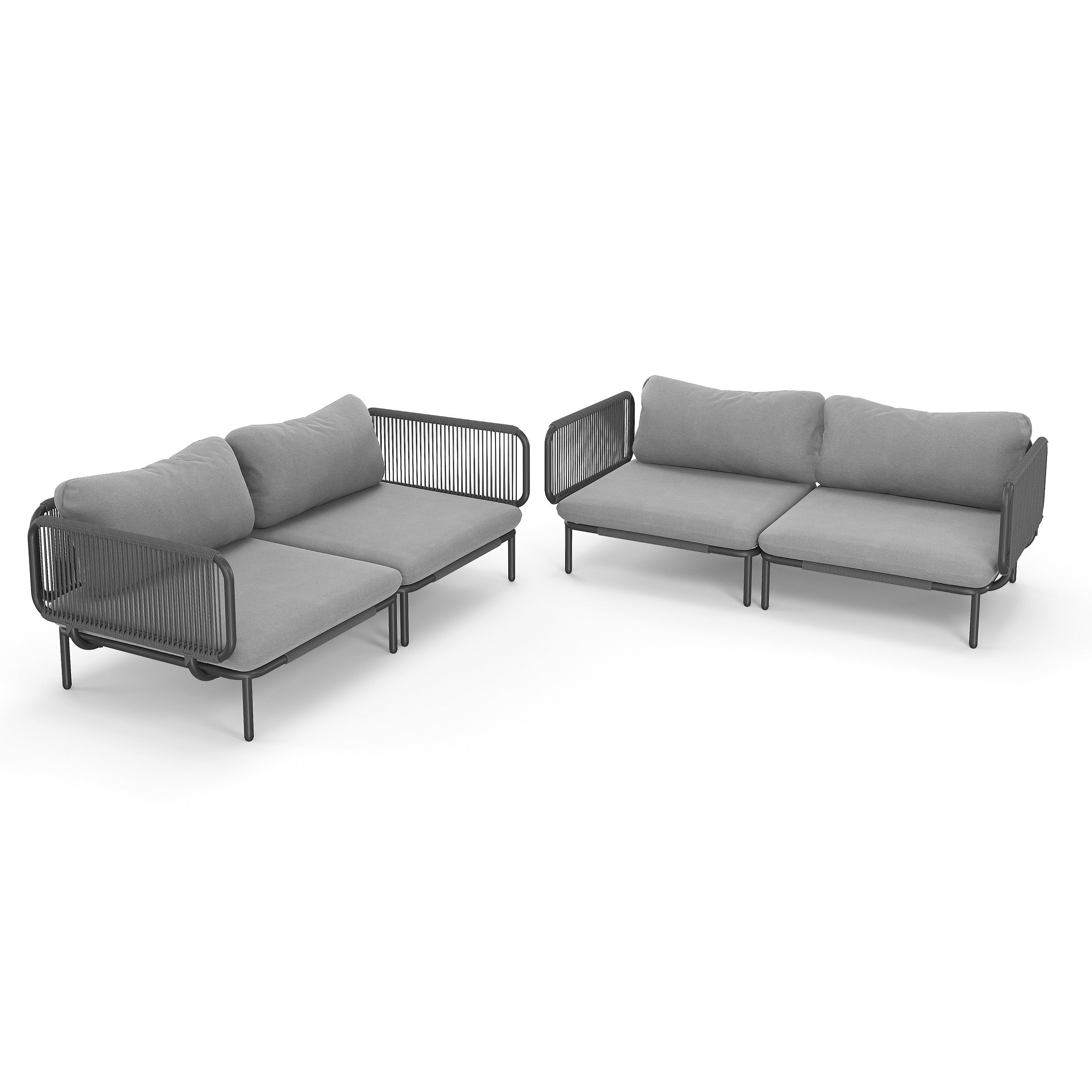 Ensemble de canapé sectionnel rembourré pour extérieur, ensemble de conversation pour meubles de patio, combinaison libre