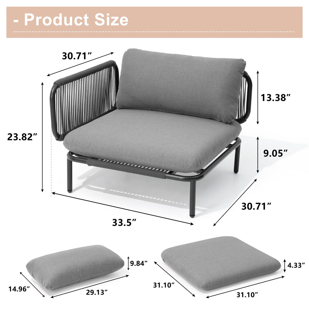 Ensemble de canapé sectionnel rembourré pour extérieur, ensemble de conversation pour meubles de patio, combinaison libre