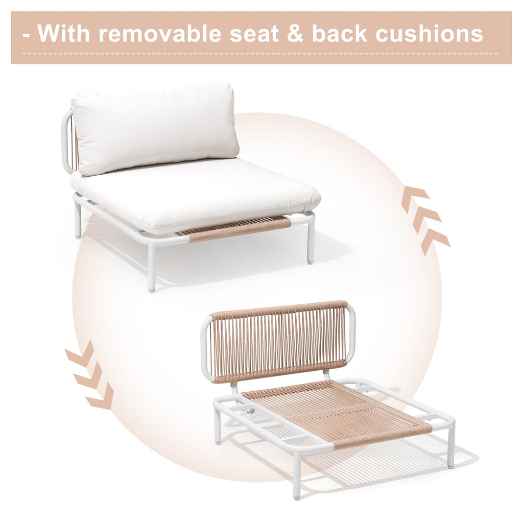 Ensemble de canapé sectionnel rembourré pour extérieur, ensemble de conversation pour meubles de patio, combinaison libre