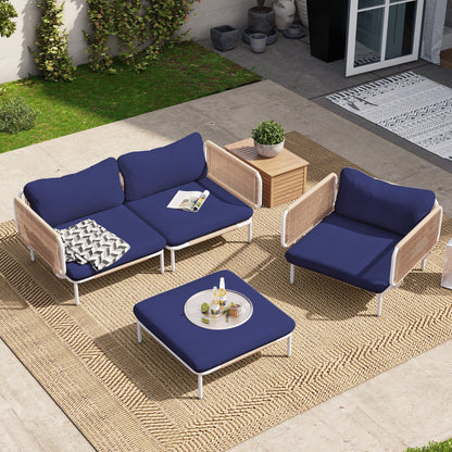 Ensemble de canapé sectionnel rembourré pour extérieur, ensemble de conversation pour meubles de patio, combinaison libre