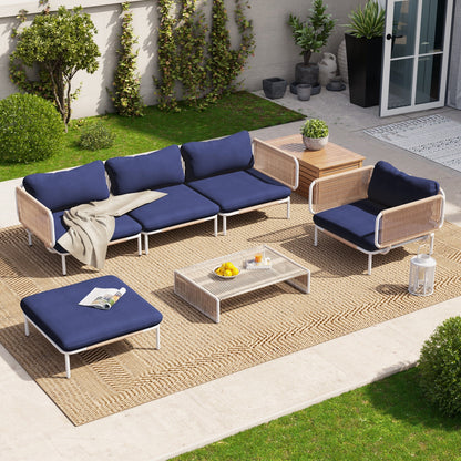 Ensemble de canapé sectionnel rembourré pour extérieur, ensemble de conversation pour meubles de patio, combinaison libre