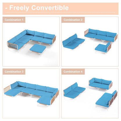 Ensemble de canapé sectionnel rembourré pour extérieur, ensemble de conversation pour meubles de patio, combinaison libre