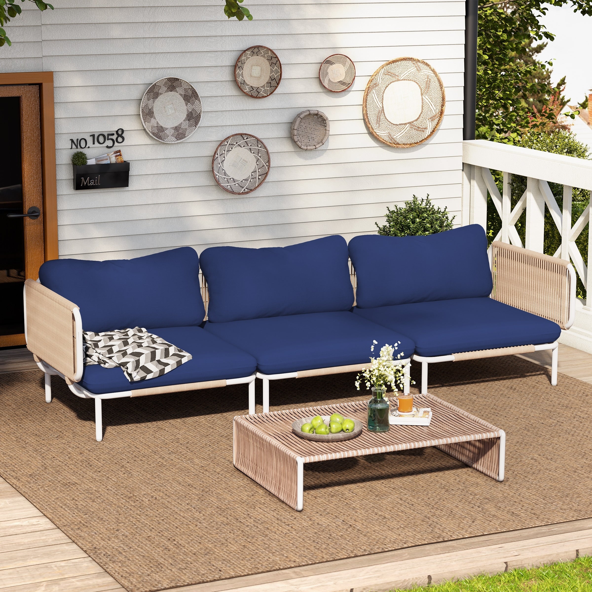 Ensemble de canapé sectionnel rembourré pour extérieur, ensemble de conversation pour meubles de patio, combinaison libre