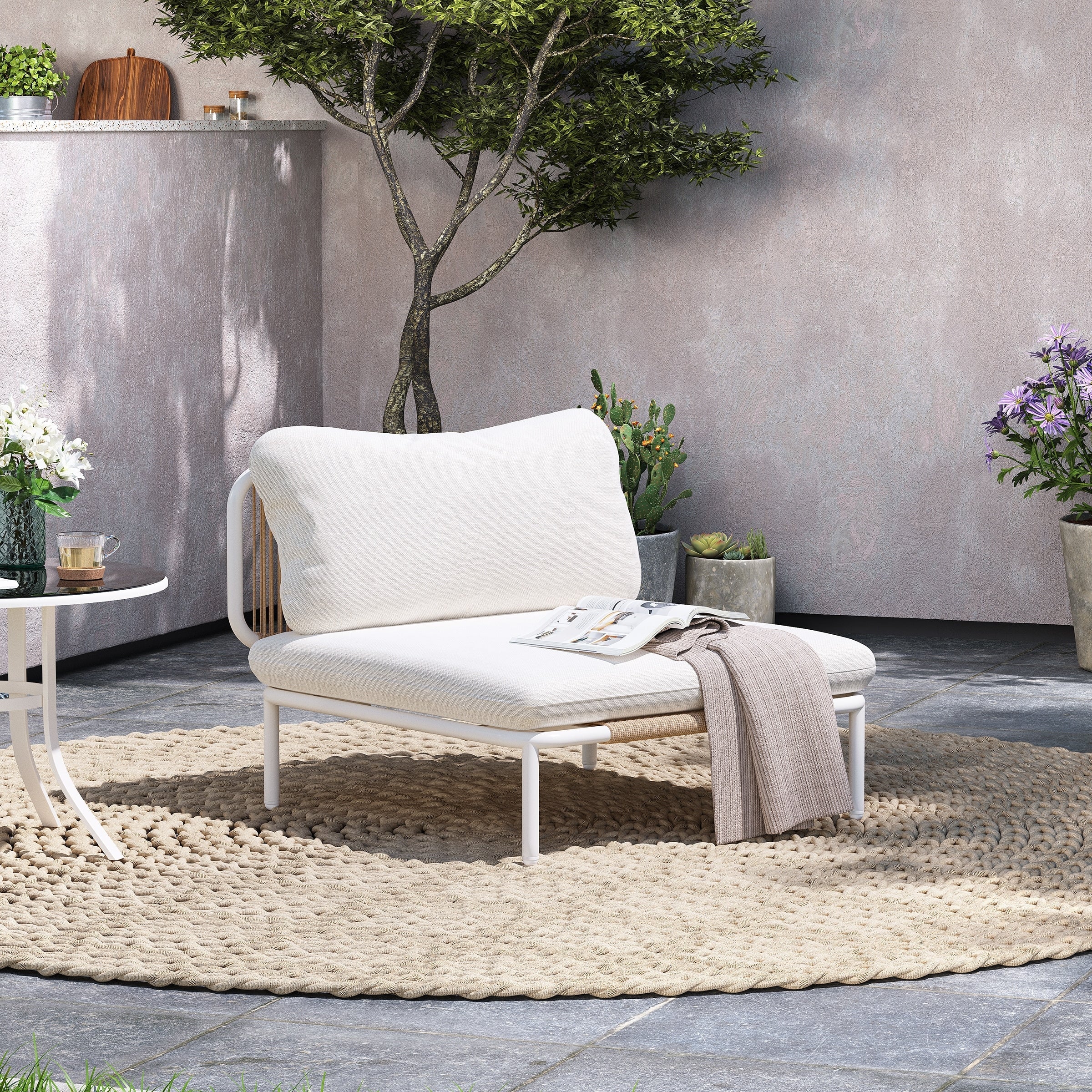 Ensemble de canapé sectionnel rembourré pour extérieur, ensemble de conversation pour meubles de patio, combinaison libre