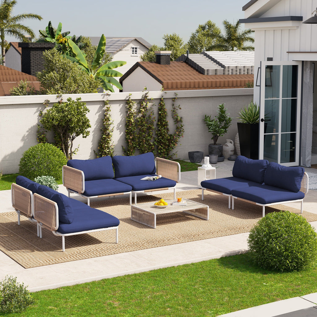 Ensemble de canapé sectionnel rembourré pour extérieur, ensemble de conversation pour meubles de patio, combinaison libre