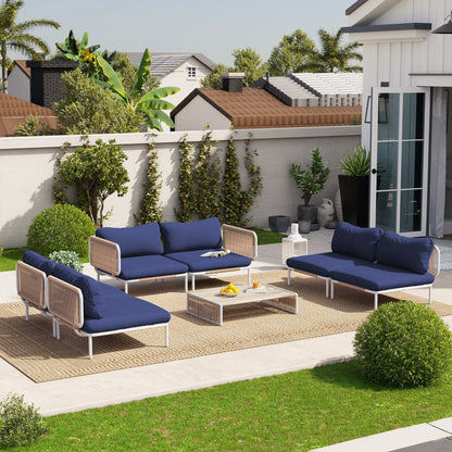 Ensemble de canapé sectionnel rembourré pour extérieur, ensemble de conversation pour meubles de patio, combinaison libre