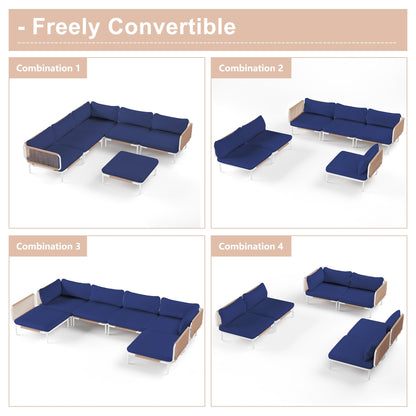 Ensemble de canapé sectionnel rembourré pour extérieur, ensemble de conversation pour meubles de patio, combinaison libre