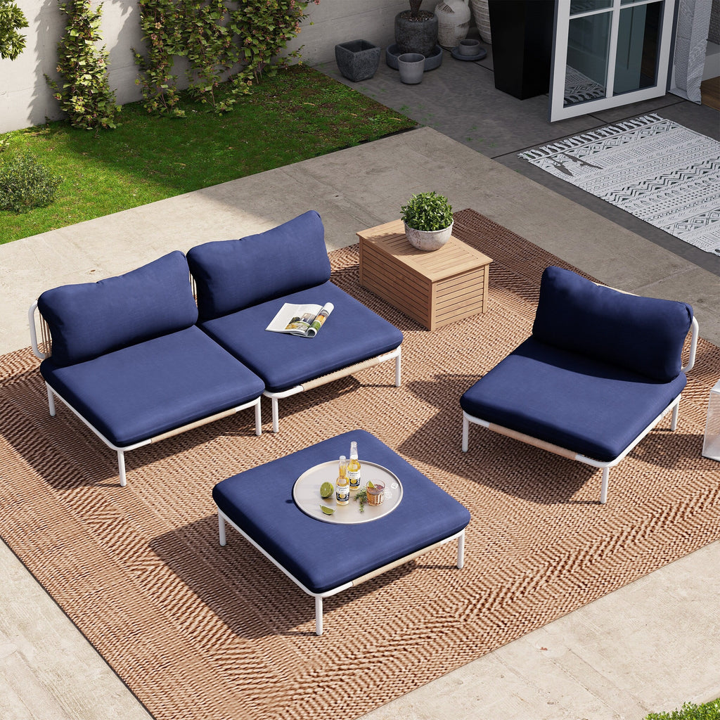 Ensemble de canapé sectionnel rembourré pour extérieur, ensemble de conversation pour meubles de patio, combinaison libre