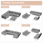 Ensemble de canapé sectionnel rembourré pour extérieur, ensemble de conversation pour meubles de patio, combinaison libre