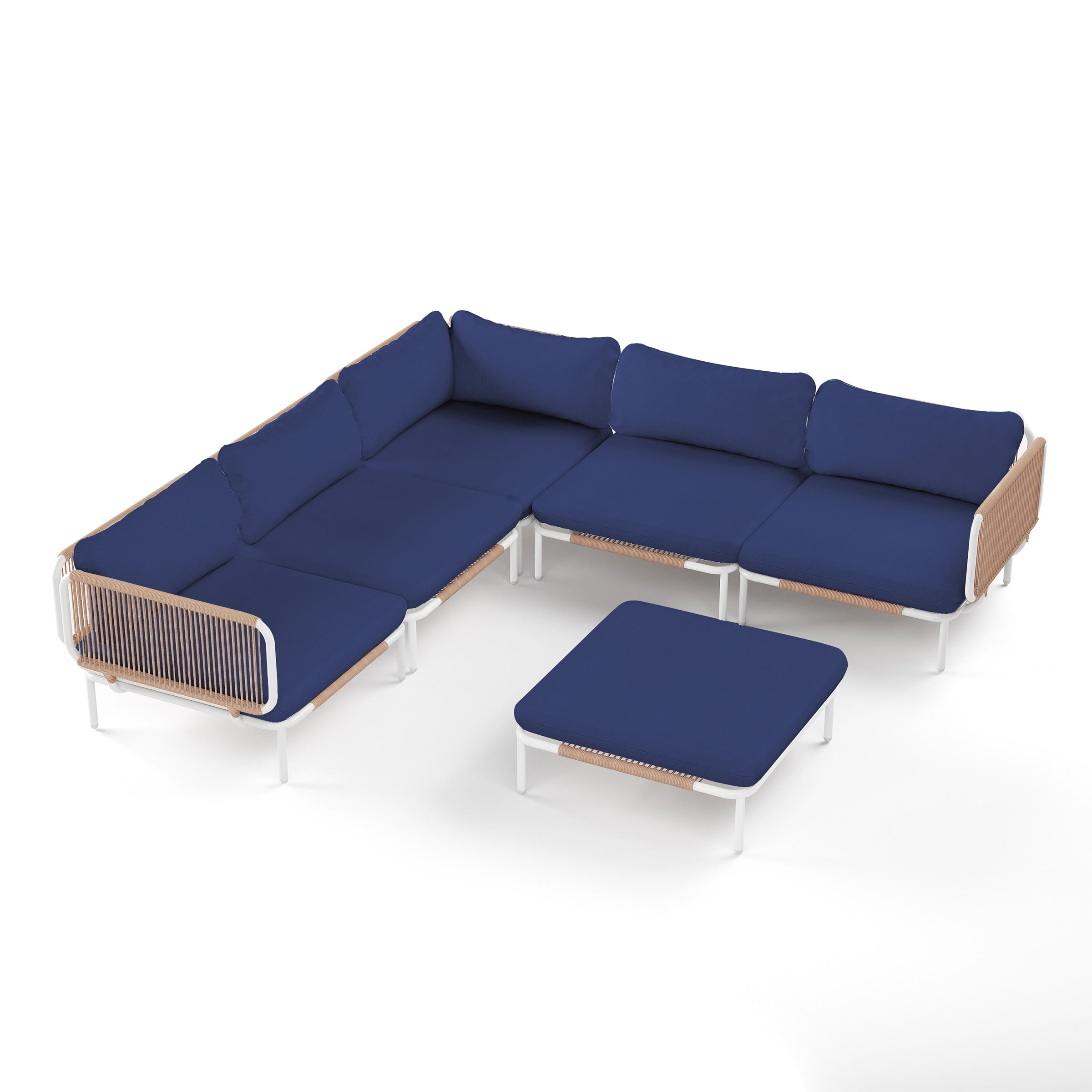 Ensemble de canapé sectionnel rembourré pour extérieur, ensemble de conversation pour meubles de patio, combinaison libre