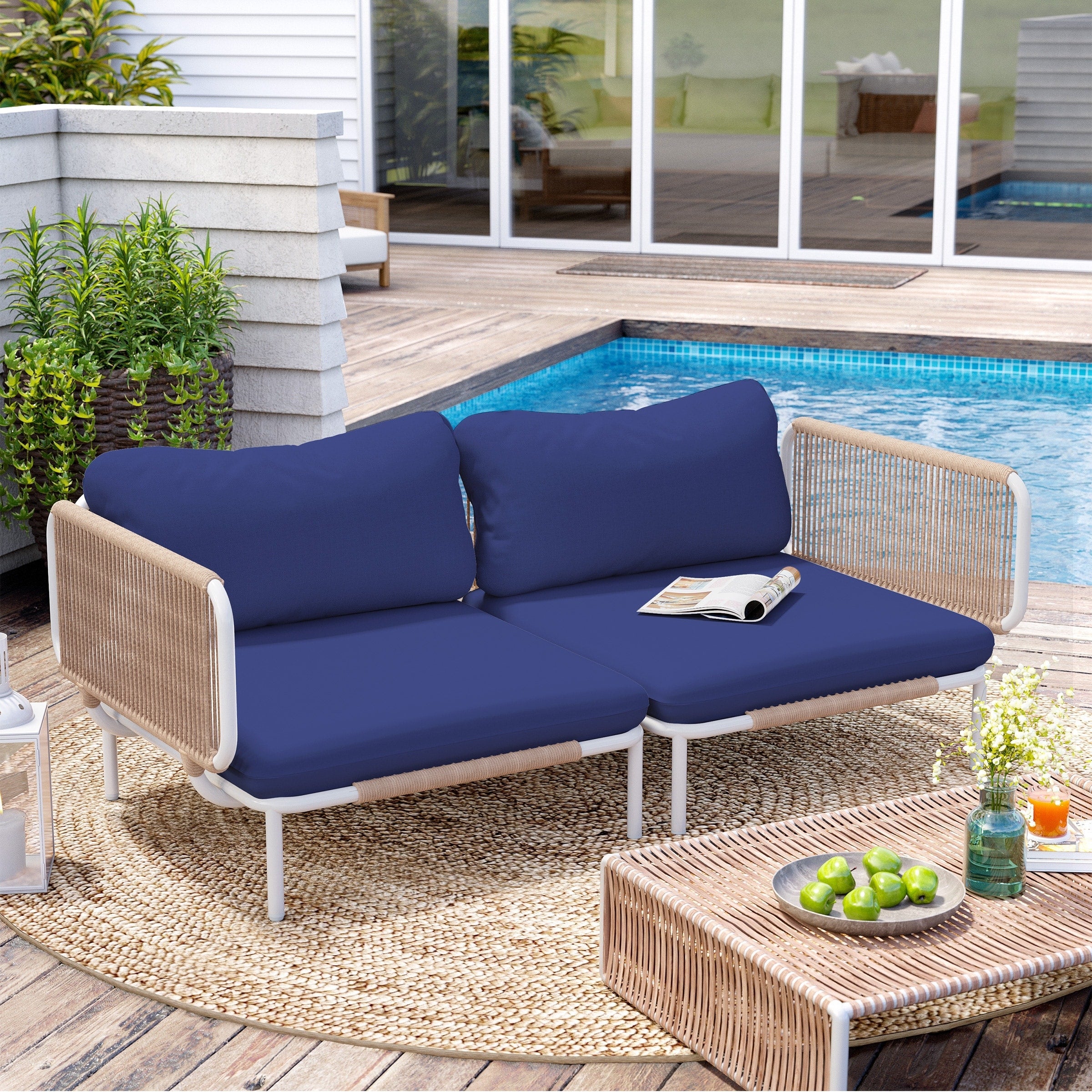 Ensemble de canapé sectionnel rembourré pour extérieur, ensemble de conversation pour meubles de patio, combinaison libre