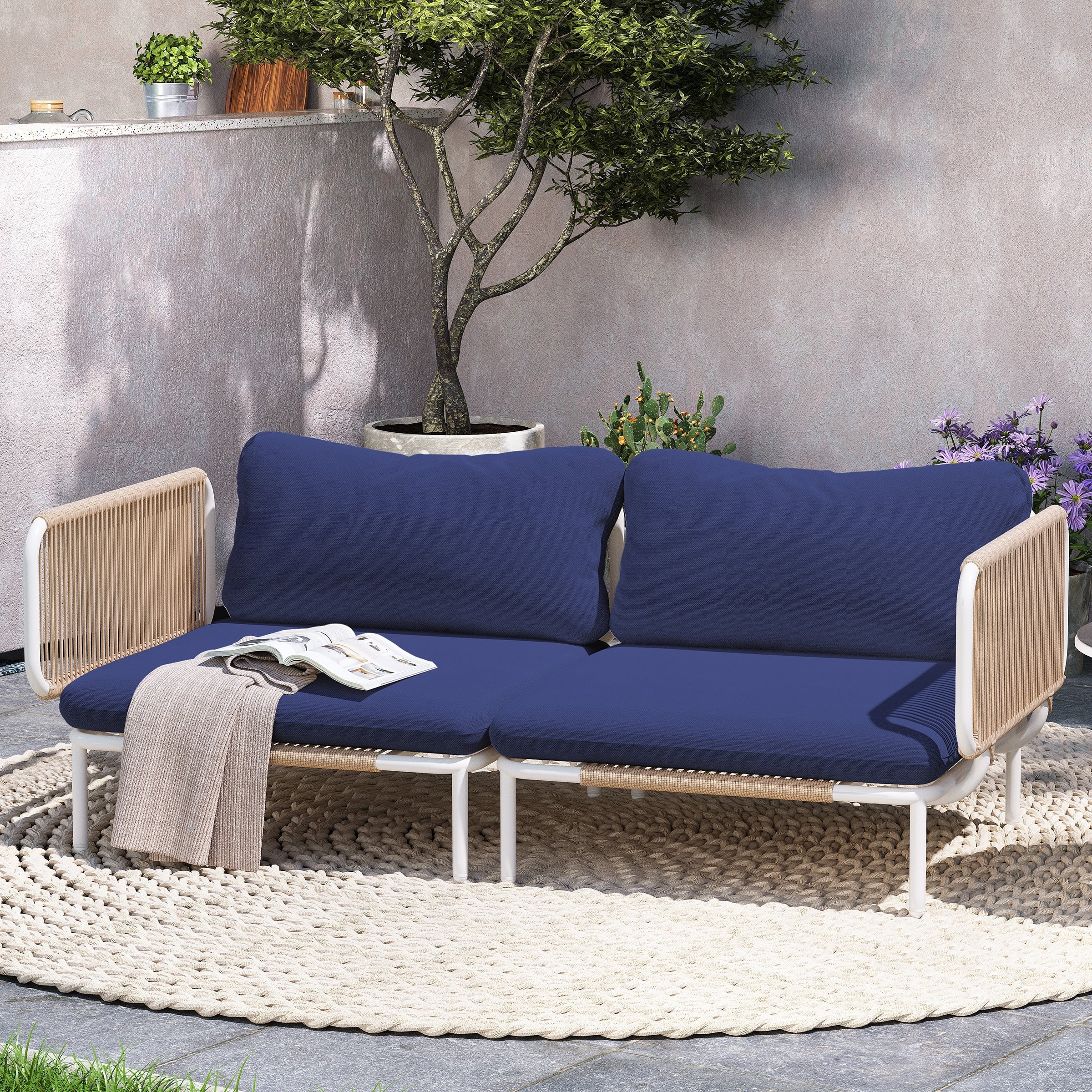 Ensemble de canapé sectionnel rembourré pour extérieur, ensemble de conversation pour meubles de patio, combinaison libre