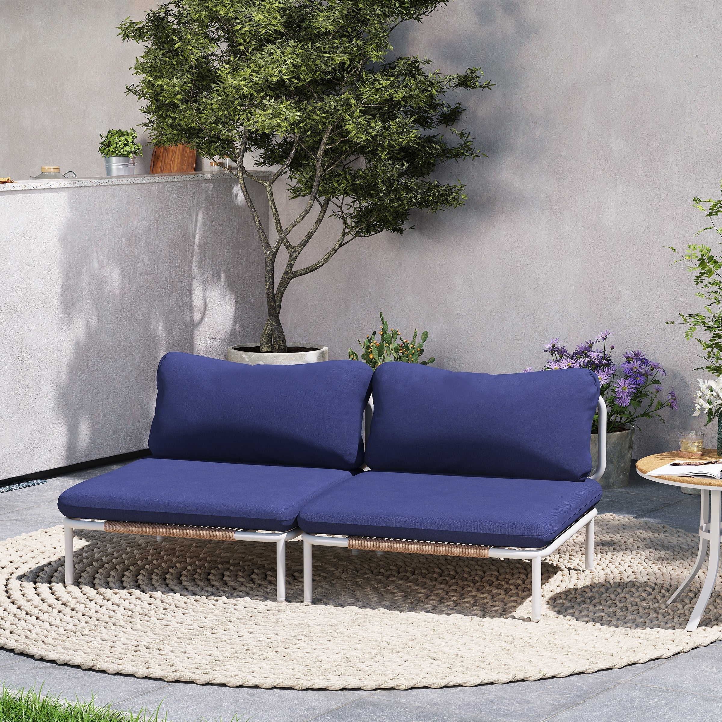 Ensemble de canapé sectionnel rembourré pour extérieur, ensemble de conversation pour meubles de patio, combinaison libre