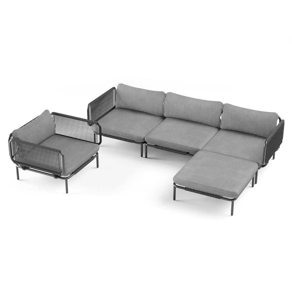 Ensemble de canapé sectionnel rembourré pour extérieur, ensemble de conversation pour meubles de patio, combinaison libre