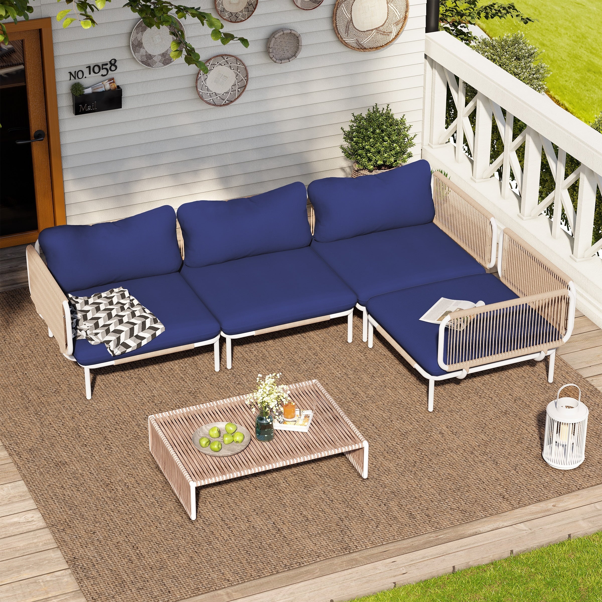 Ensemble de canapé sectionnel rembourré pour extérieur, ensemble de conversation pour meubles de patio, combinaison libre