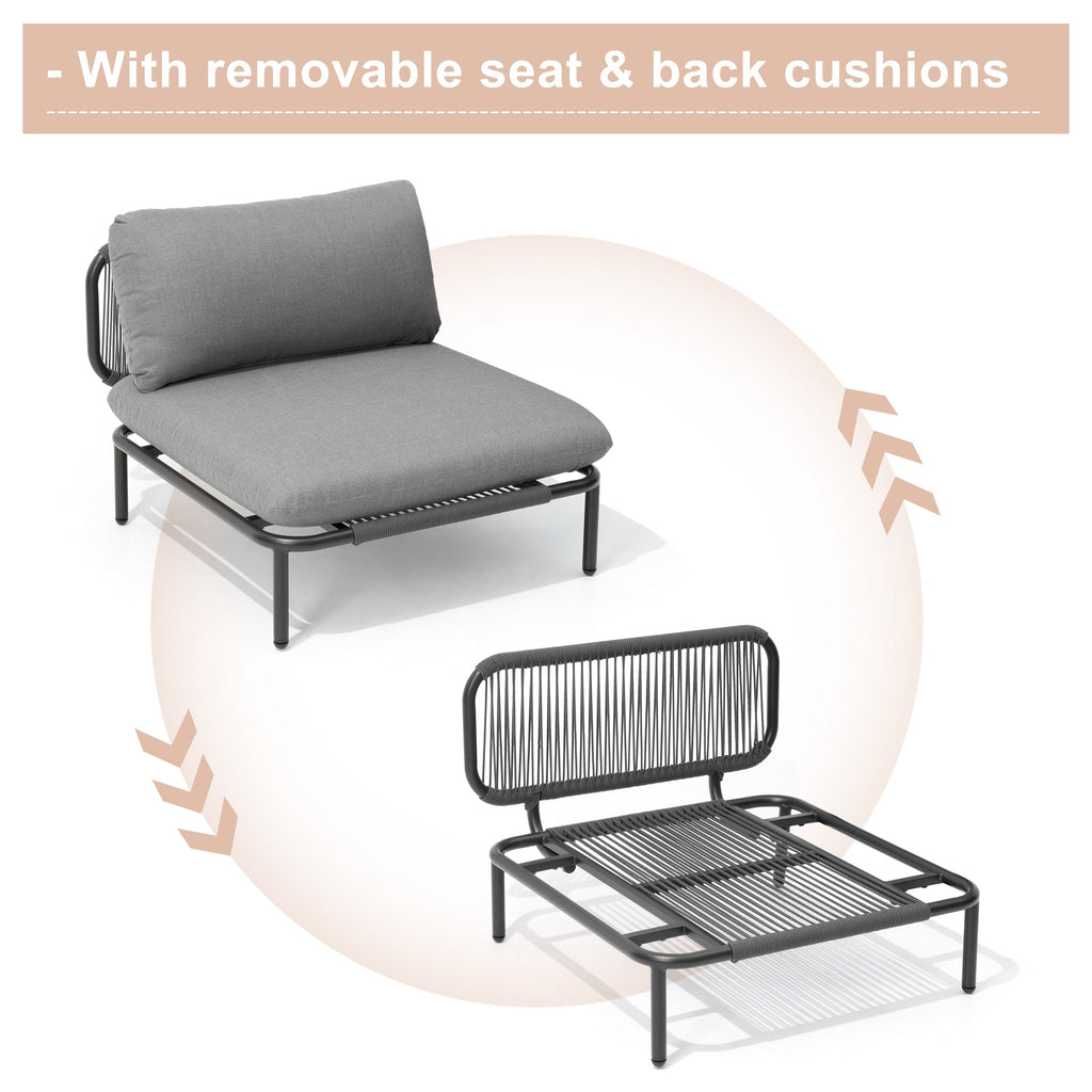 Ensemble de canapé sectionnel rembourré pour extérieur, ensemble de conversation pour meubles de patio, combinaison libre