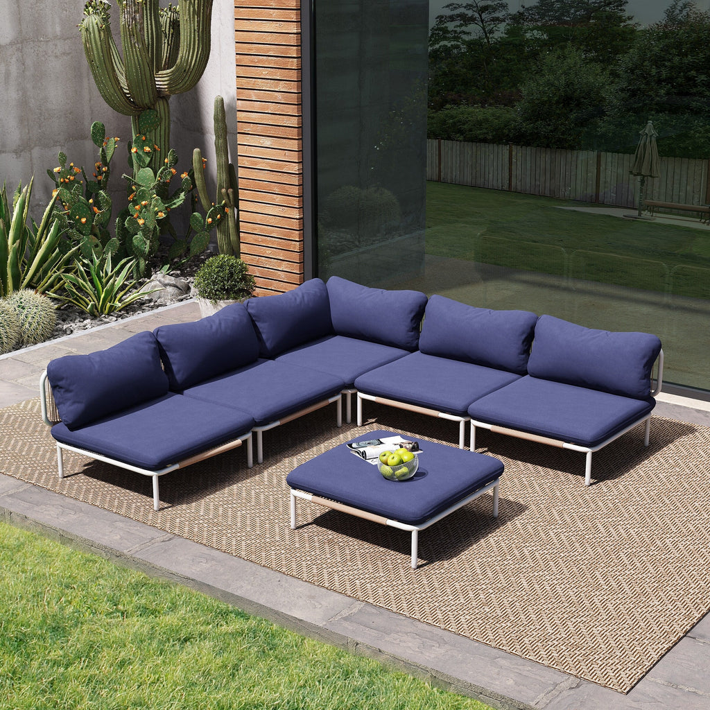 Ensemble de canapé sectionnel rembourré pour extérieur, ensemble de conversation pour meubles de patio, combinaison libre