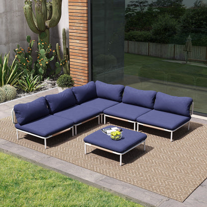 Ensemble de canapé sectionnel rembourré pour extérieur, ensemble de conversation pour meubles de patio, combinaison libre