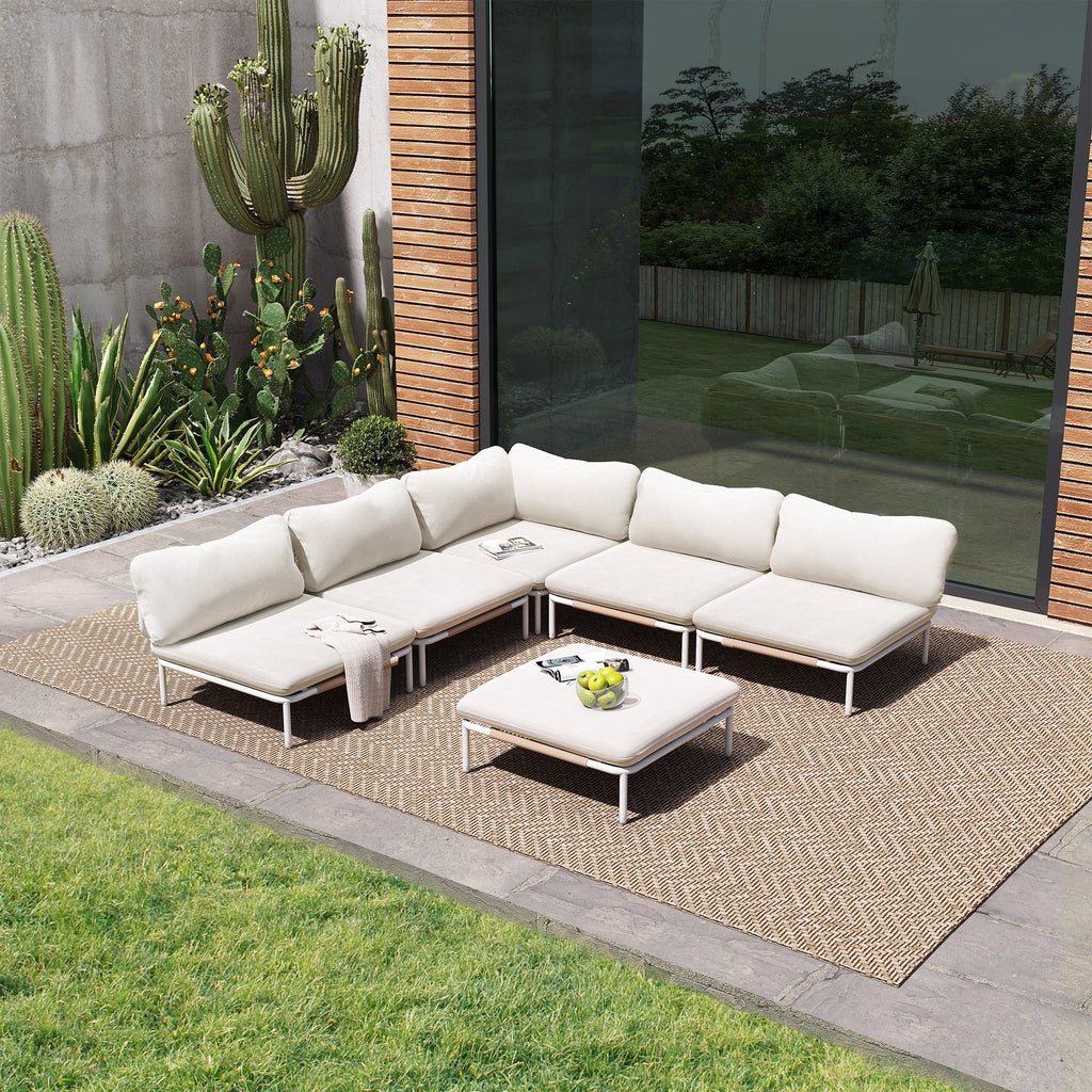 Ensemble de canapé sectionnel rembourré pour extérieur, ensemble de conversation pour meubles de patio, combinaison libre
