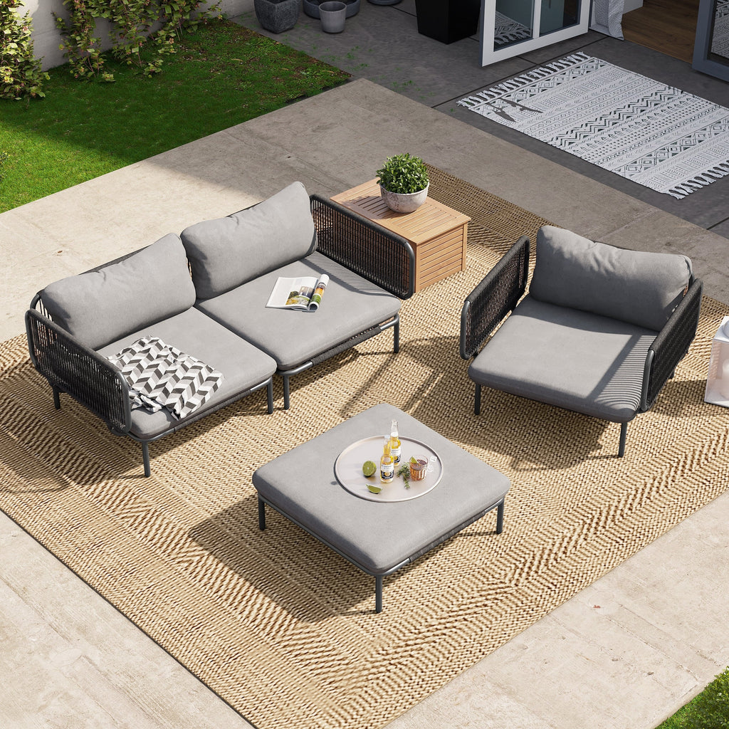Ensemble de canapé sectionnel rembourré pour extérieur, ensemble de conversation pour meubles de patio, combinaison libre
