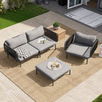 Ensemble de canapé sectionnel rembourré pour extérieur, ensemble de conversation pour meubles de patio, combinaison libre