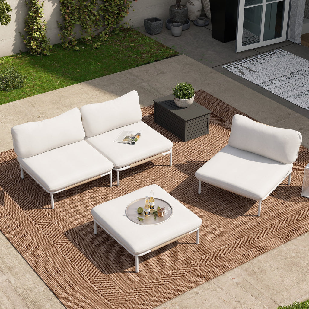 Ensemble de canapé sectionnel rembourré pour extérieur, ensemble de conversation pour meubles de patio, combinaison libre