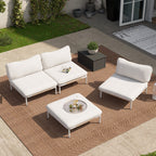 Ensemble de canapé sectionnel rembourré pour extérieur, ensemble de conversation pour meubles de patio, combinaison libre