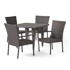 Ensemble de salle à manger d'extérieur Delani 5 pièces en osier par Christopher Knight Home