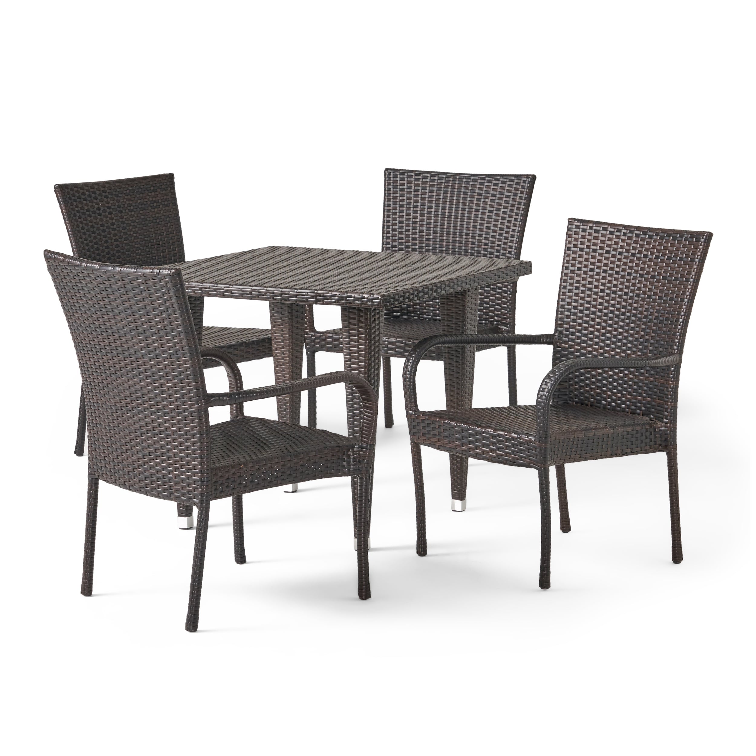 Ensemble de salle à manger d'extérieur Delani 5 pièces en osier par Christopher Knight Home
