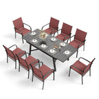 Ensemble de salle à manger d'extérieur MAISON ARTS 7/9 pièces avec table rectangulaire extensible en métal et 6/8 chaises en textilène