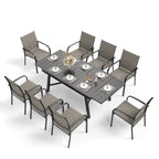 Ensemble de salle à manger d'extérieur MAISON ARTS 7/9 pièces avec table rectangulaire extensible en métal et 6/8 chaises en textilène