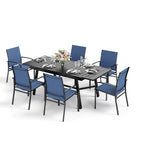 Ensemble de salle à manger d'extérieur MAISON ARTS 7/9 pièces avec table rectangulaire extensible en métal et 6/8 chaises en textilène