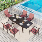 Ensemble de salle à manger d'extérieur MAISON ARTS 7/9 pièces avec table rectangulaire extensible en métal et 6/8 chaises en textilène