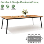 Ensemble de salle à manger d'extérieur : table en aluminium et chaises empilables en rotin synthétique (lot de 9)