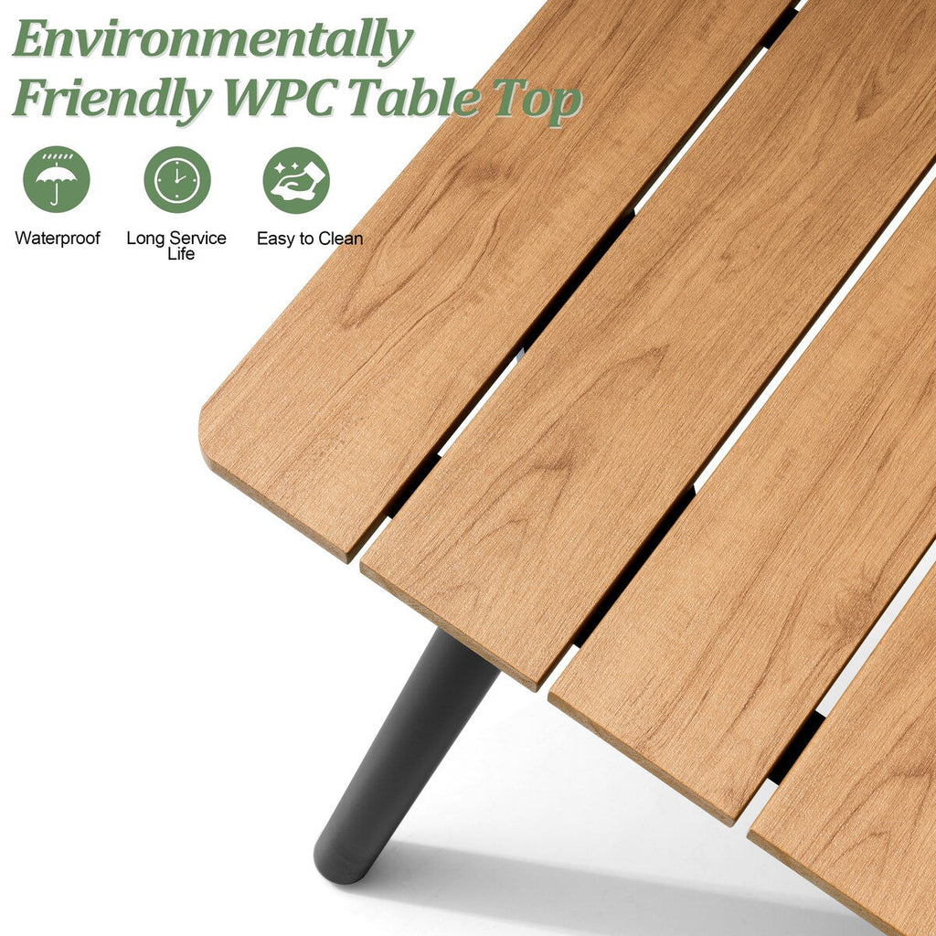 Ensemble de salle à manger d'extérieur : table en aluminium et chaises empilables en rotin synthétique (lot de 9)
