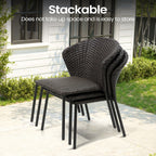 Ensemble de salle à manger d'extérieur : table en aluminium et chaises empilables en rotin synthétique (lot de 9)