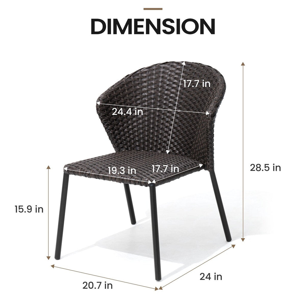 Ensemble de salle à manger d'extérieur : table en aluminium et chaises empilables en rotin synthétique (lot de 9)