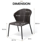 Ensemble de salle à manger d'extérieur : table en aluminium et chaises empilables en rotin synthétique (lot de 9)