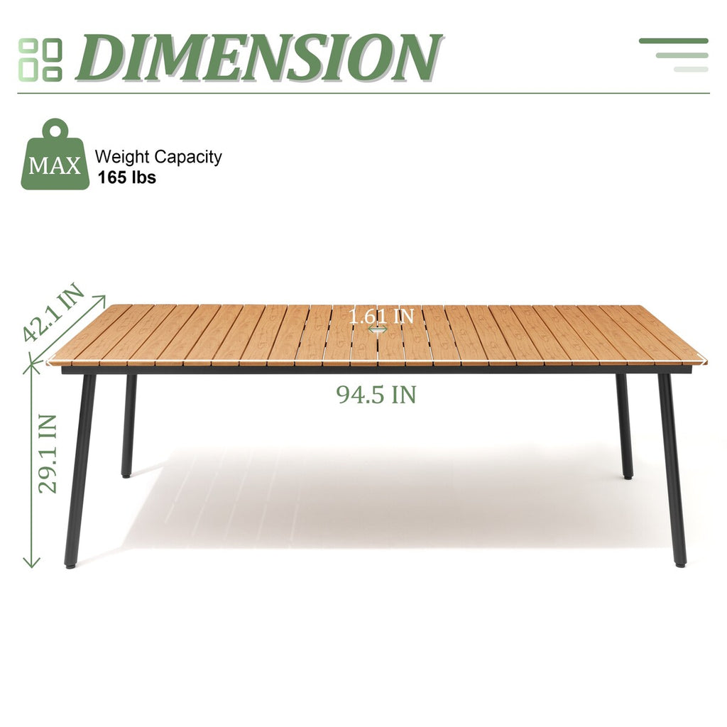 Ensemble de salle à manger d'extérieur : table en aluminium et chaises empilables en rotin synthétique (lot de 9)
